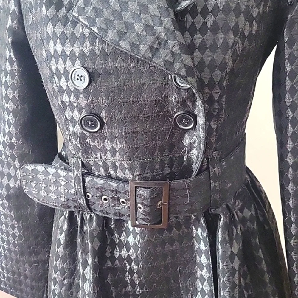 Candie's Brand Black Button Down Coat With Belt, Size: L - Picture 7 of 9